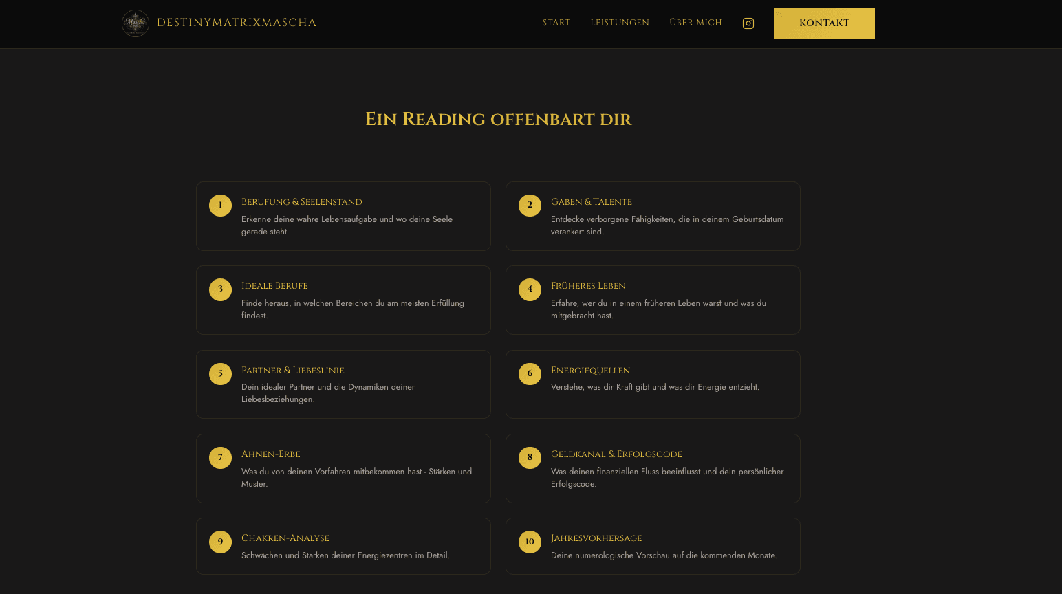 destinymatrixmascha.vercel.app - 10 Lebensbereiche zeigen die volle Range